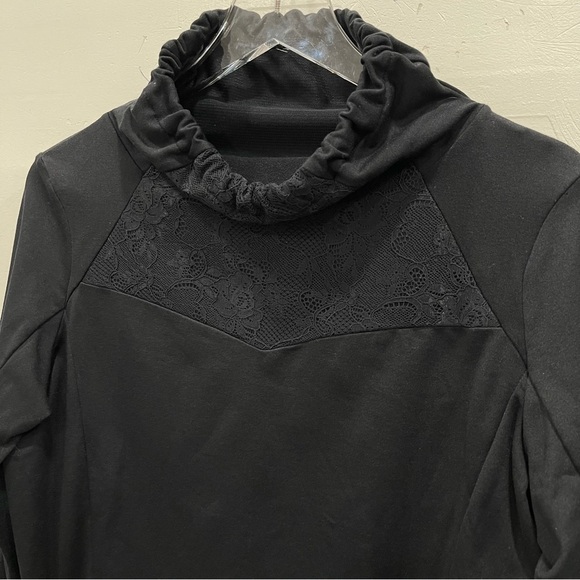 Fabletics Jolie Black Funnel Neck Pullover Sweater Training Top Lace Detail - Picture 3 of 8